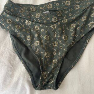 Brand new Cyn & Luca olive green/gold, high waisted bikini bottoms.